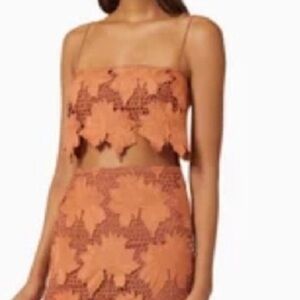 Rumer The Label Tropez In Rust Floral Lace Crochet Crop Top Size XS NWT